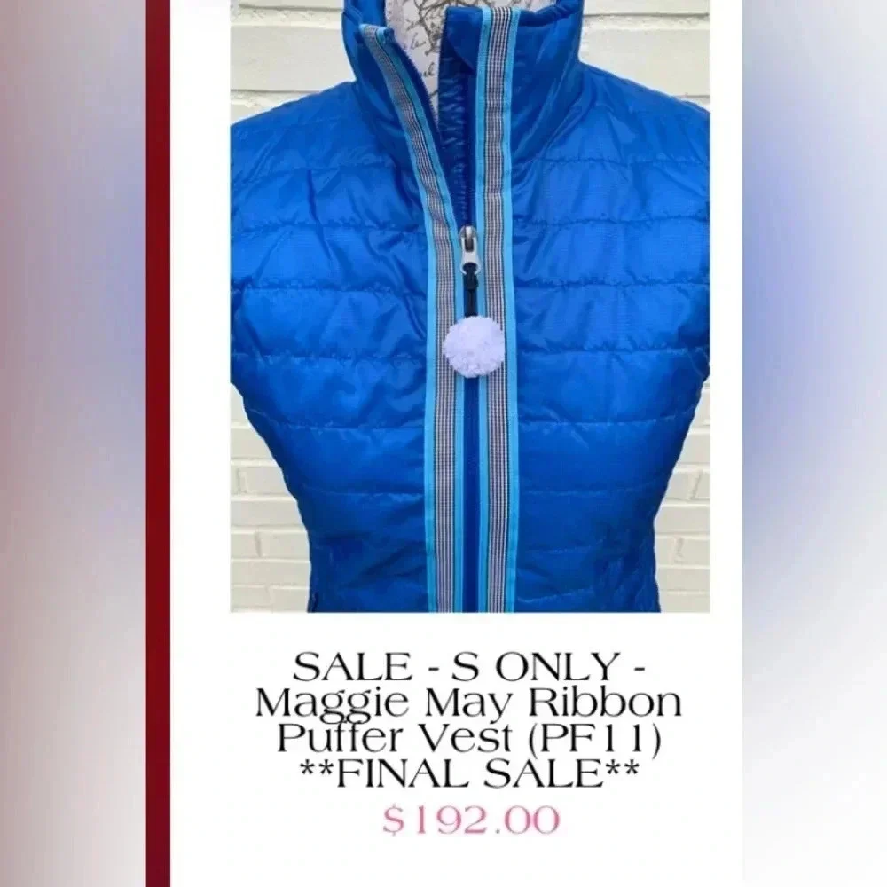 Pearly Vine puffer vest ,women Small.Blue,pink straight ribbon,tassel,Maggie May - Picture 13 of 16